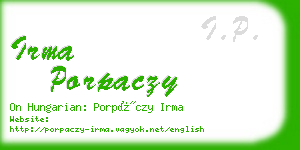 irma porpaczy business card